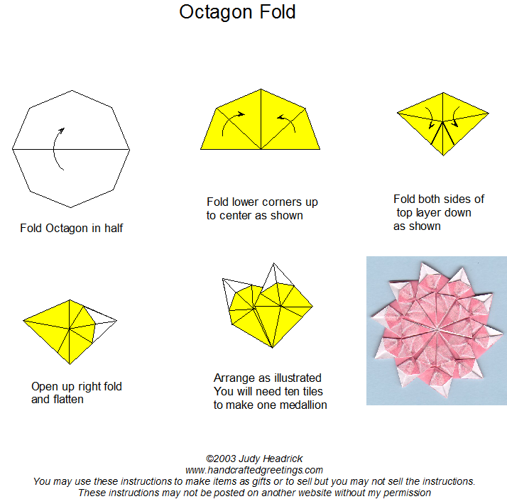 Tea bag folding instruction for octagon tile