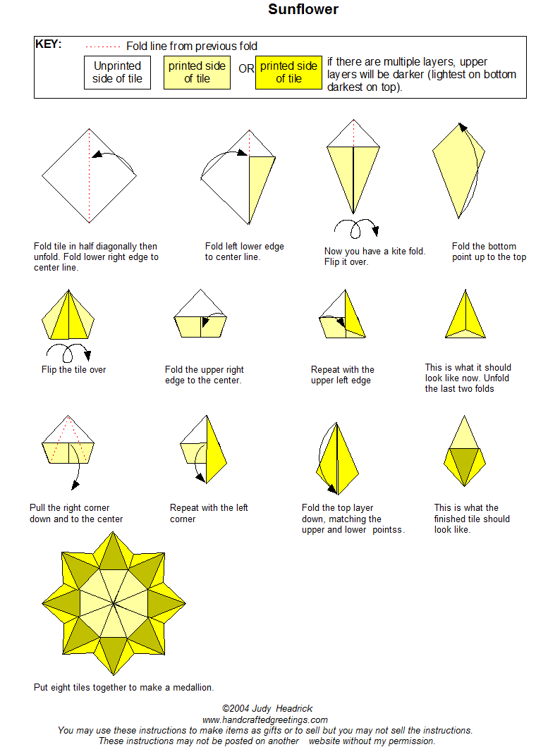 Sunflower tea bag fold instructions