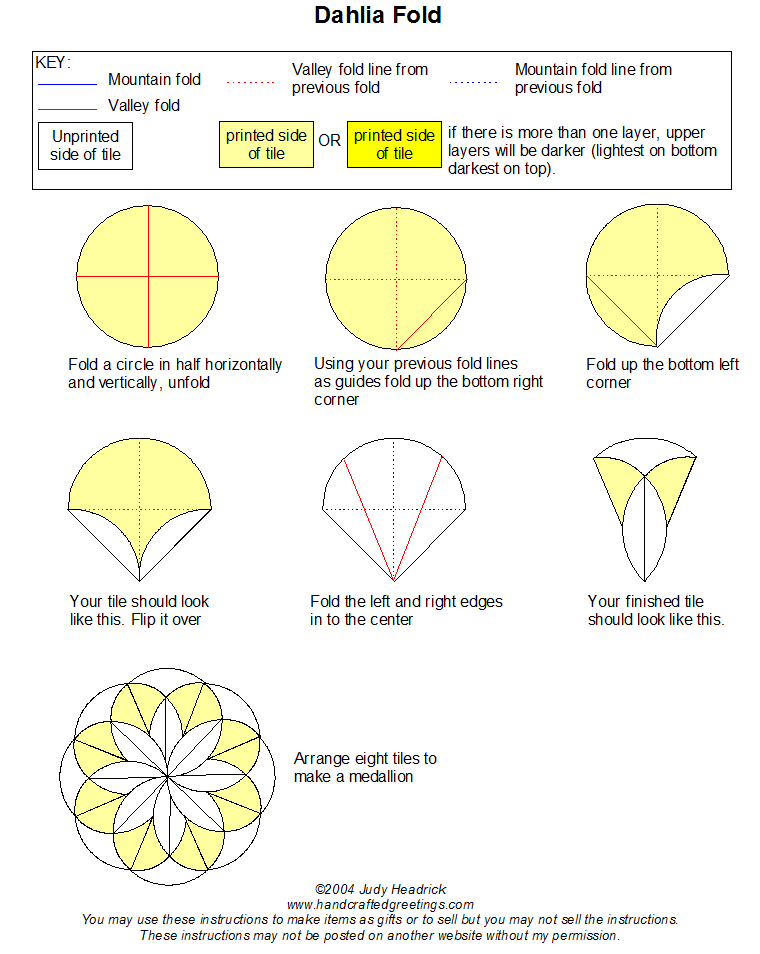 Instructions for the dahlia tea bag fold