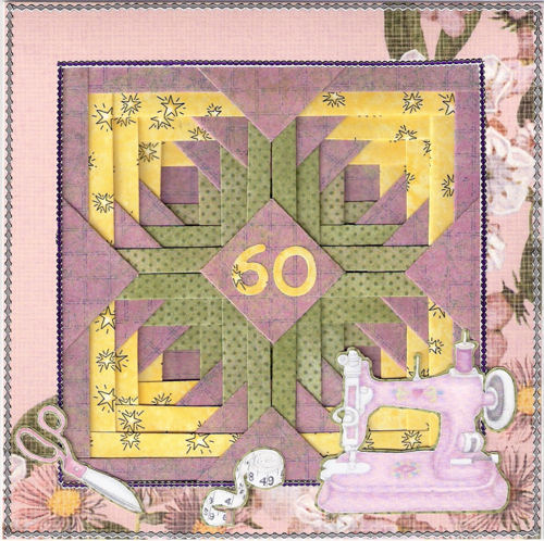 Pineapple Blossom Quilt Block Birthday Card