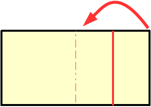 square tile folded in half with a valley fold line 1/2 inch in from the right edge